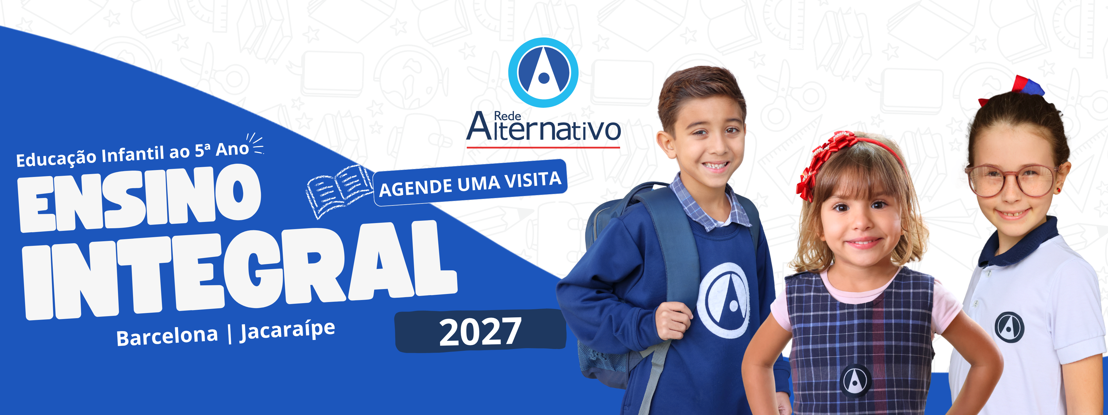 Amarelo e Azul Moderno Matrículas Abertas Escola Banner para Mercado Shops